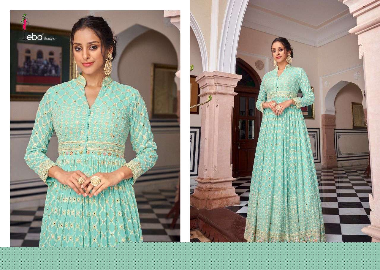 Prime Rose Vol-7 By Eba Lifestyle 1471 To 1474 Series Anarkali Stylish Beautiful Colourful Printed & Embroidered Party Wear & Occasional Wear Georgette/Chinnon Embroidered Dresses At Wholesale Price