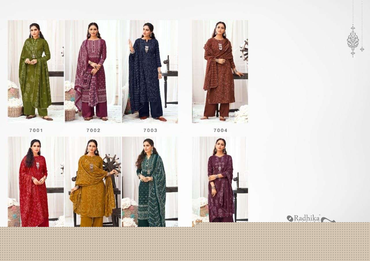 BANDHANI BY SUMYRA 7001 TO 7008 SERIES BEAUTIFUL SUITS STYLISH FANCY COLORFUL PARTY WEAR & OCCASIONAL WEAR PURE PASHMINA PRINT DRESSES AT WHOLESALE PRICE