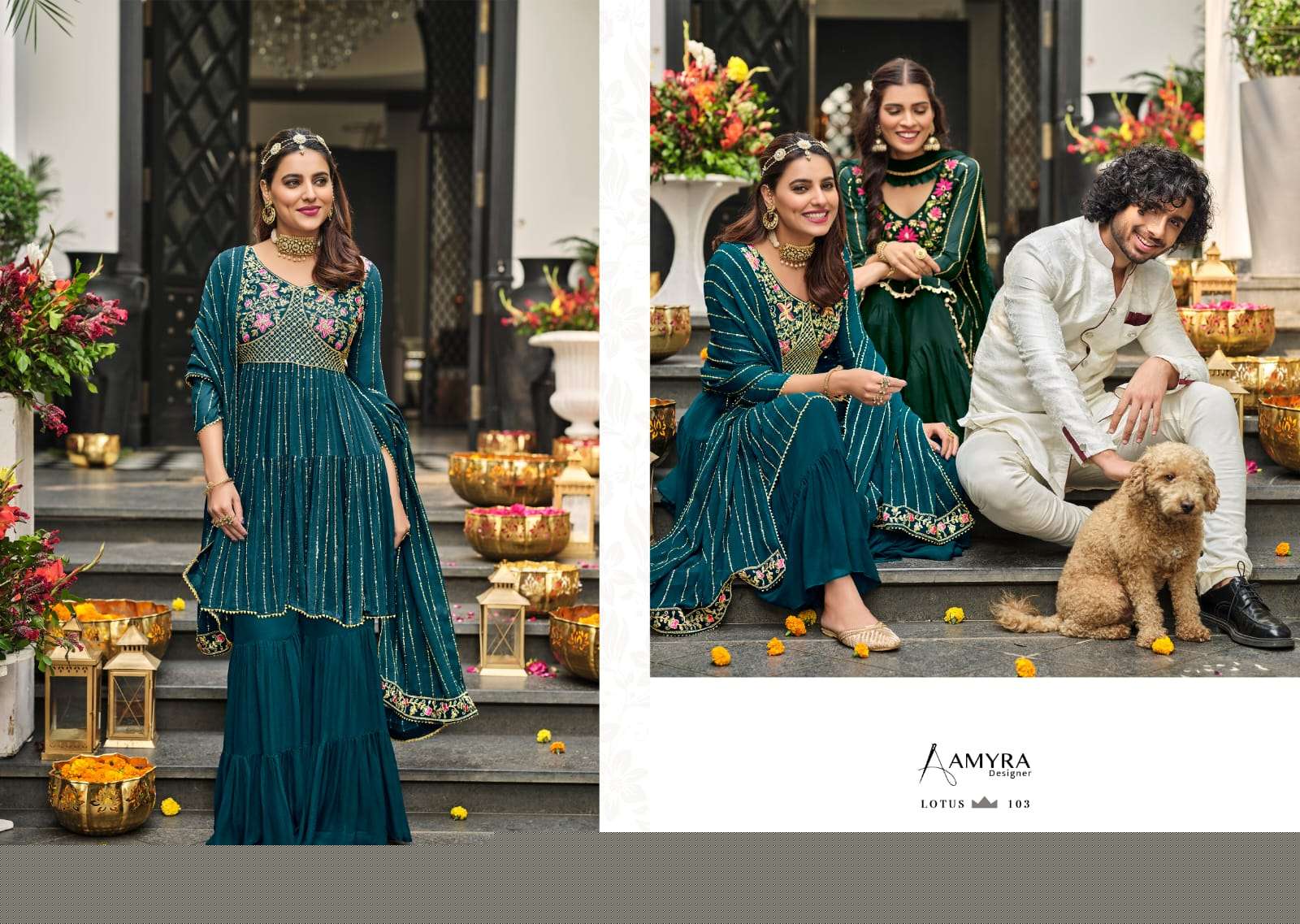 Lotus By Amyra Designer 101 To 104 Series Sharara Stylish Beautiful Colourful Printed & Embroidered Party Wear & Occasional Wear Heavy Georgette Embroidered Dresses At Wholesale Price