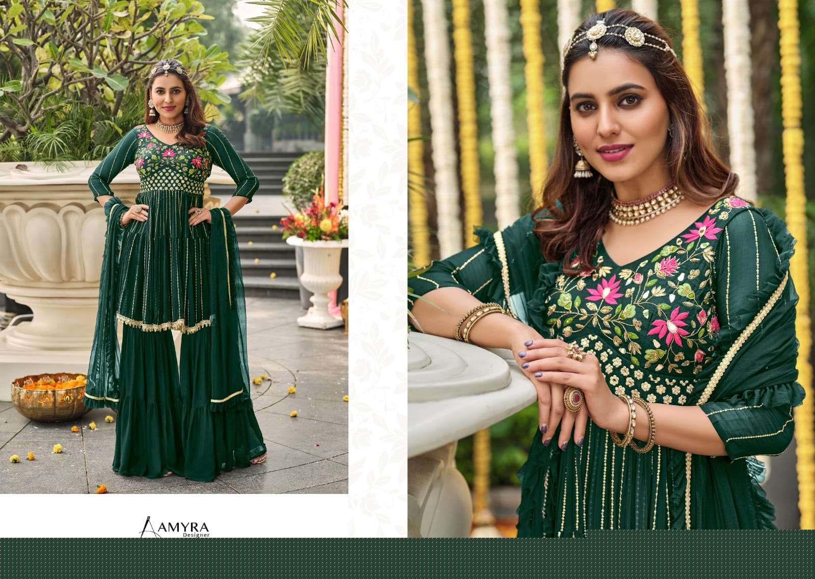 Lotus By Amyra Designer 101 To 104 Series Sharara Stylish Beautiful Colourful Printed & Embroidered Party Wear & Occasional Wear Heavy Georgette Embroidered Dresses At Wholesale Price