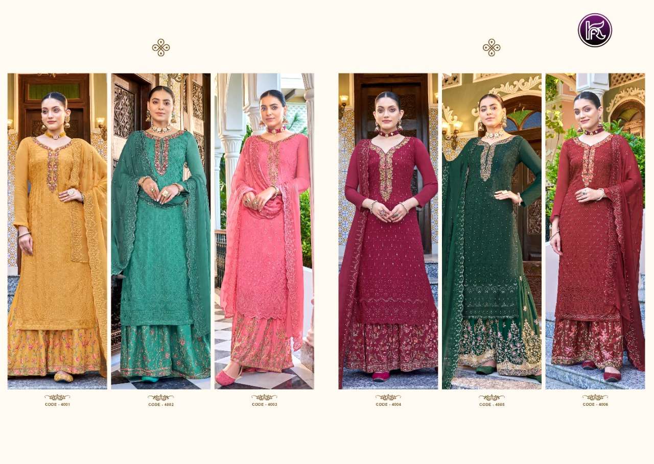 MOHINI BY KALA FASHION 4001 TO 4006 SERIES BEAUTIFUL STYLISH SUITS FANCY COLORFUL CASUAL WEAR & ETHNIC WEAR & READY TO WEAR PURE CHINNON DRESSES AT WHOLESALE PRICE