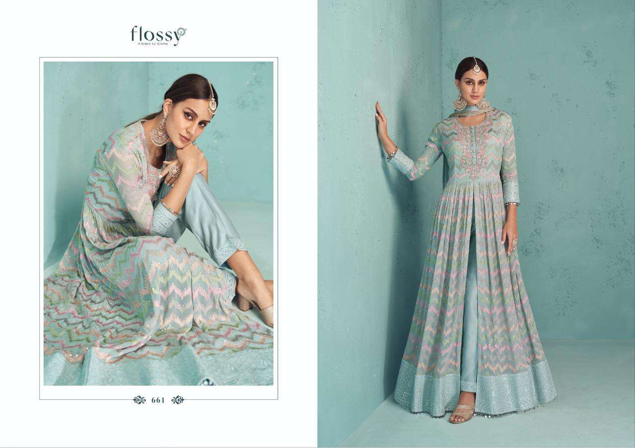 Naksh Vol-2 By Flossy 661 To 664 Series Beautiful Anarkali Suits Colorful Stylish Fancy Casual Wear & Ethnic Wear Georgette Embroidered Dresses At Wholesale Price