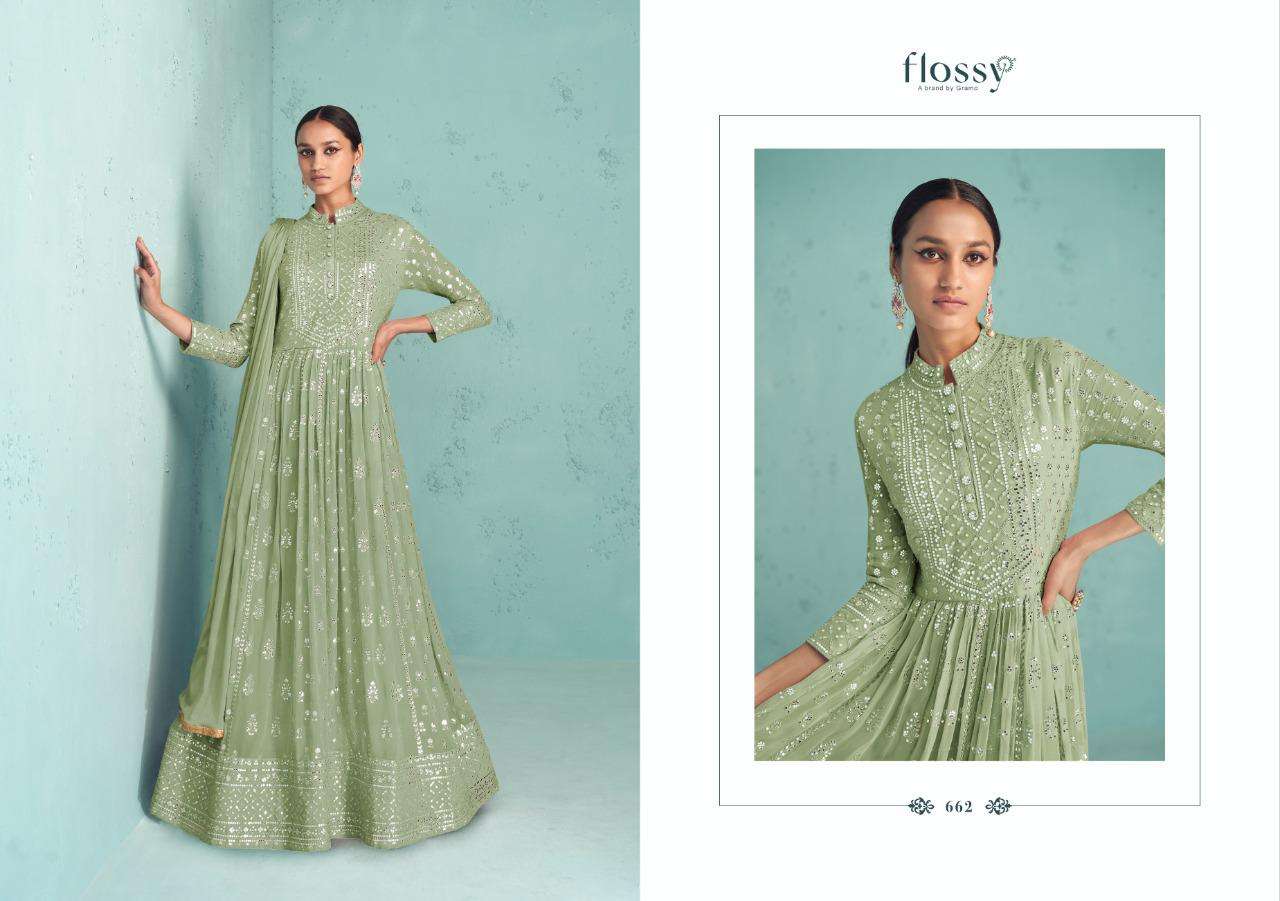 Naksh Vol-2 By Flossy 661 To 664 Series Beautiful Anarkali Suits Colorful Stylish Fancy Casual Wear & Ethnic Wear Georgette Embroidered Dresses At Wholesale Price