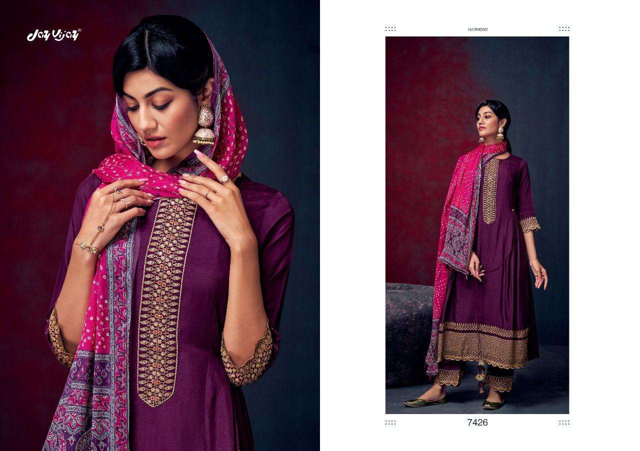 ROZINA BY JAY VIJAY PRINTS 7421 TO 7430 SERIES BEAUTIFUL SUITS COLORFUL STYLISH FANCY CASUAL WEAR & ETHNIC WEAR PURE SILK DRESSES AT WHOLESALE PRICE
