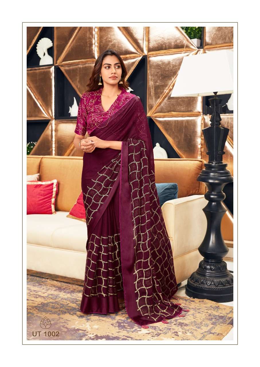 UTSAV BY SR 1001 TO 1010 SERIES INDIAN TRADITIONAL WEAR COLLECTION BEAUTIFUL STYLISH FANCY COLORFUL PARTY WEAR & OCCASIONAL WEAR SOFT SILK SAREES AT WHOLESALE PRICE