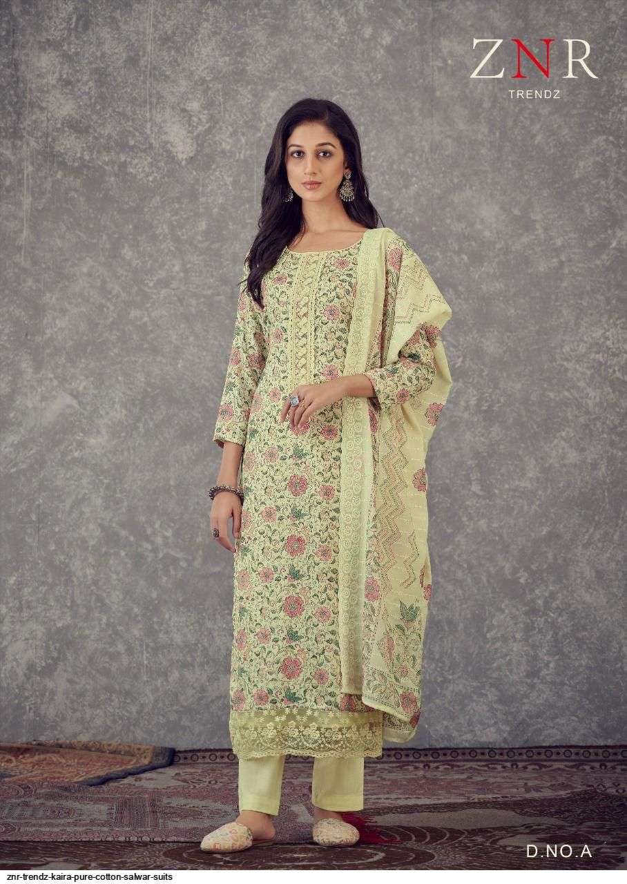 KAIRA BY ZNR TRENDZ A TO D SERIES DESIGNER SUITS BEAUTIFUL STYLISH FANCY COLORFUL PARTY WEAR & OCCASIONAL WEAR PUA JAM COTTON EMBROIDERED DRESSES AT WHOLESALE PRICE