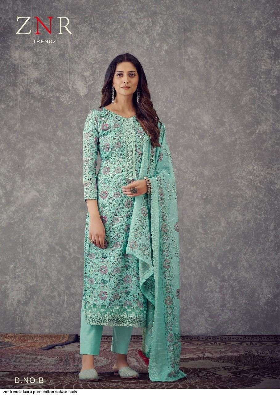 KAIRA BY ZNR TRENDZ A TO D SERIES DESIGNER SUITS BEAUTIFUL STYLISH FANCY COLORFUL PARTY WEAR & OCCASIONAL WEAR PUA JAM COTTON EMBROIDERED DRESSES AT WHOLESALE PRICE