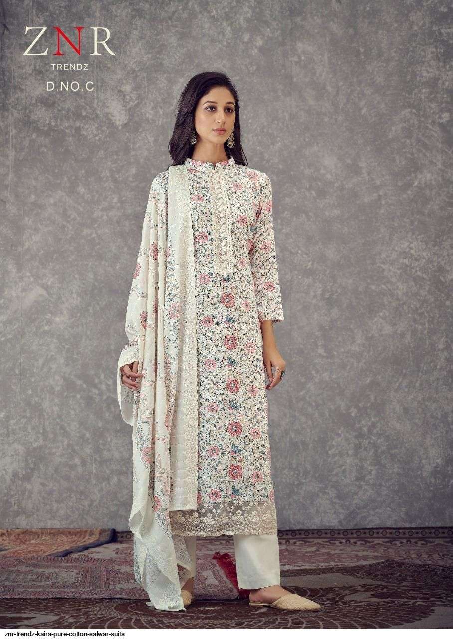 KAIRA BY ZNR TRENDZ A TO D SERIES DESIGNER SUITS BEAUTIFUL STYLISH FANCY COLORFUL PARTY WEAR & OCCASIONAL WEAR PUA JAM COTTON EMBROIDERED DRESSES AT WHOLESALE PRICE