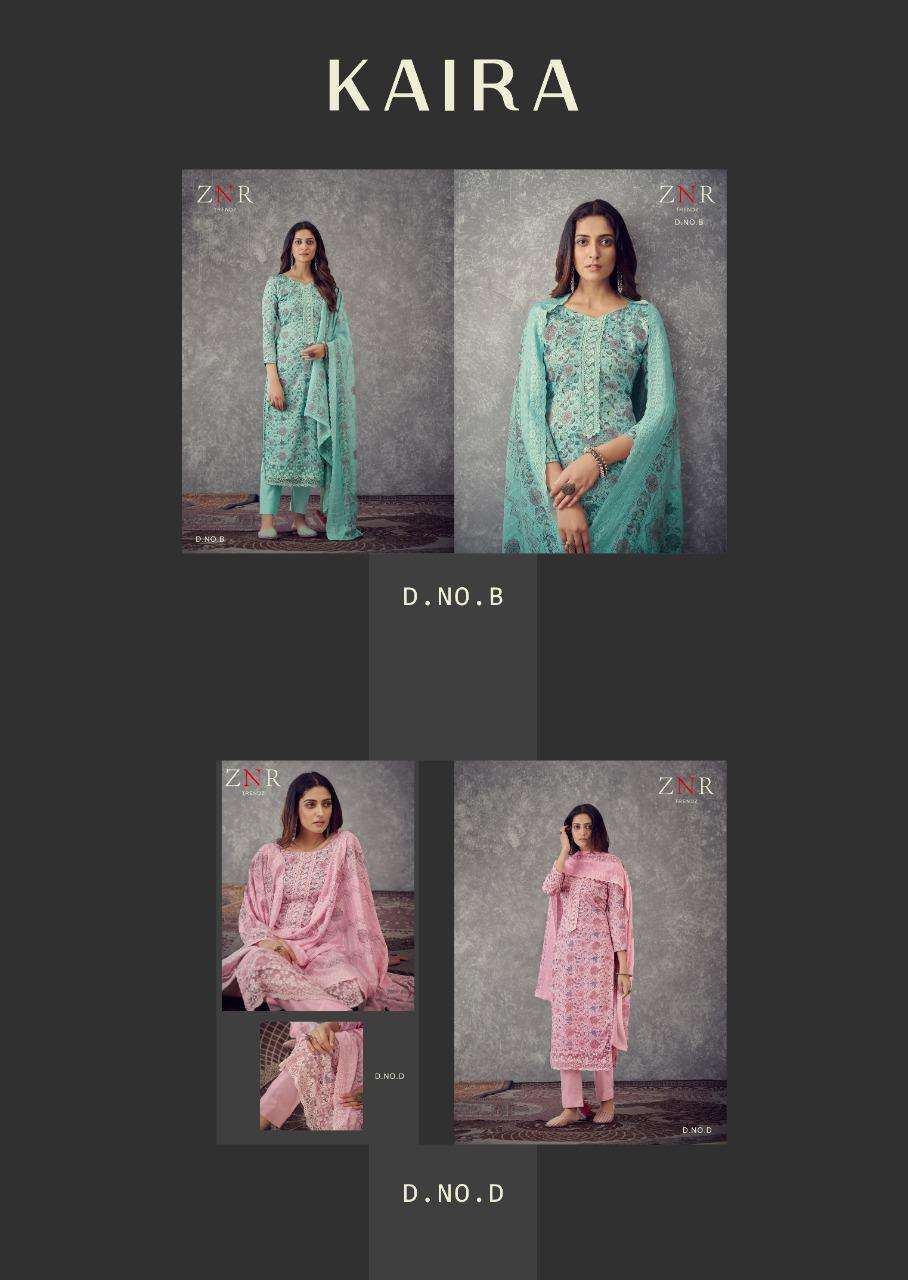 KAIRA BY ZNR TRENDZ A TO D SERIES DESIGNER SUITS BEAUTIFUL STYLISH FANCY COLORFUL PARTY WEAR & OCCASIONAL WEAR PUA JAM COTTON EMBROIDERED DRESSES AT WHOLESALE PRICE