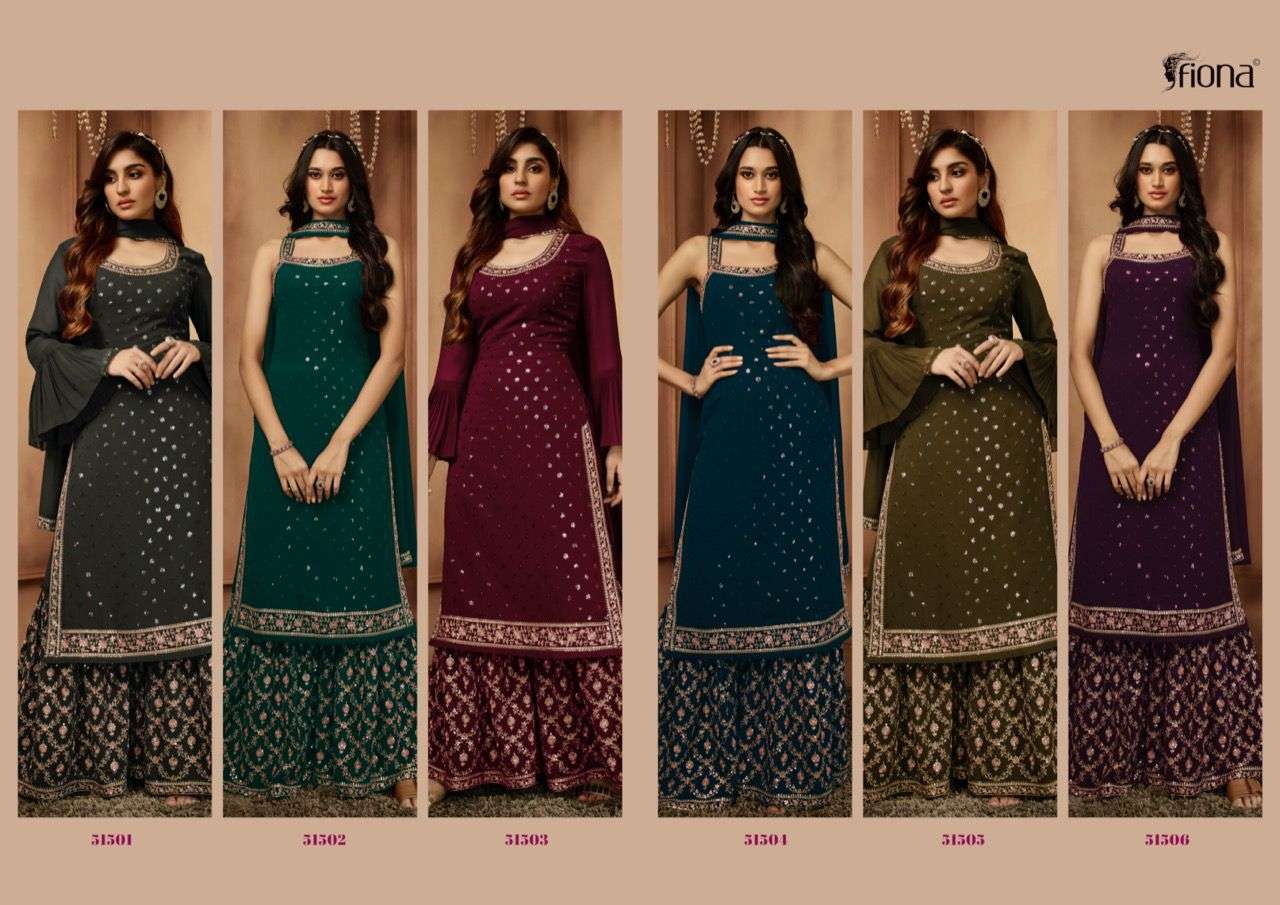 Senorita By Fiona 51501 To 51506 Series Beautiful Sharara Suits Colorful Stylish Fancy Casual Wear & Ethnic Wear Georgette Embroidered Dresses At Wholesale Price
