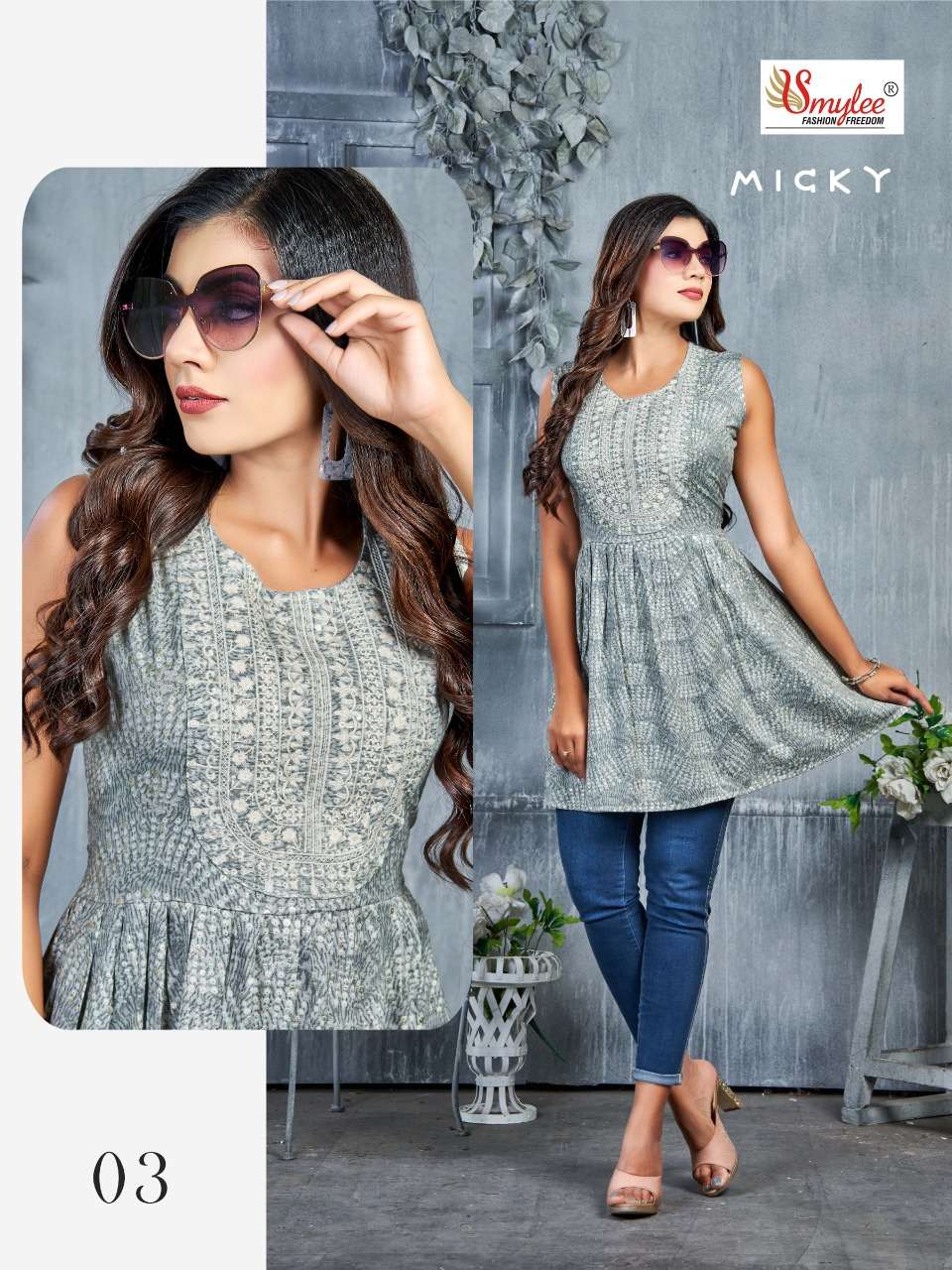 MICKY BY SMYLEE 01 TO 08 SERIES BEAUTIFUL STYLISH FANCY COLORFUL CASUAL WEAR & ETHNIC WEAR RAYON TOPS AT WHOLESALE PRICE
