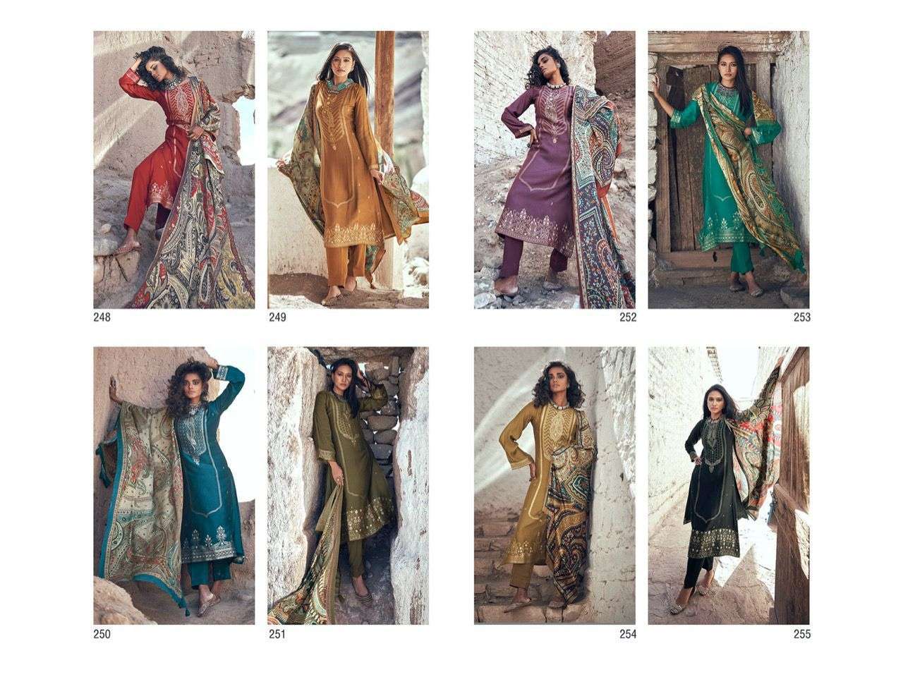 SILK OF INDIA BY AIQA 248 TO 255 SERIES PAKISTANI SUITS BEAUTIFUL FANCY COLORFUL STYLISH PARTY WEAR & OCCASIONAL WEAR PURE PASHMINA DRESSES AT WHOLESALE PRICE