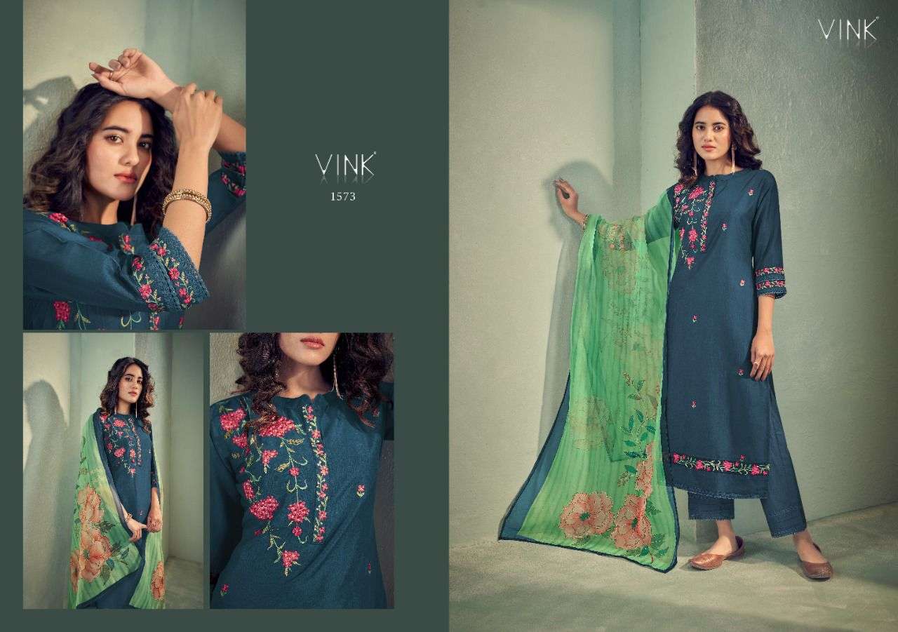 GLAMOUR VOL-3 BY VINK 1571 TO 1576 SERIES BEAUTIFUL SUITS COLORFUL STYLISH FANCY CASUAL WEAR & ETHNIC WEAR SILK DRESSES AT WHOLESALE PRICE
