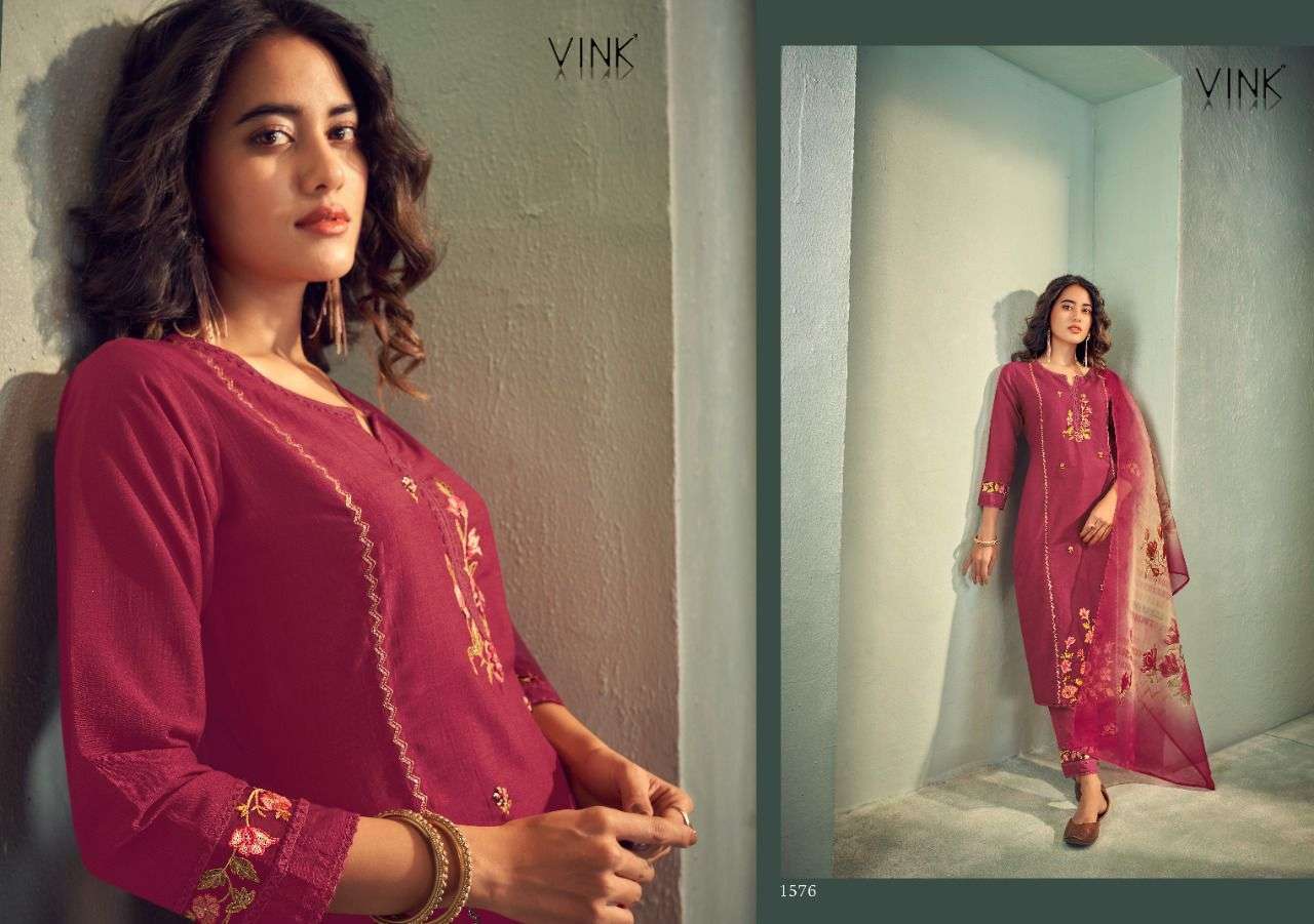 GLAMOUR VOL-3 BY VINK 1571 TO 1576 SERIES BEAUTIFUL SUITS COLORFUL STYLISH FANCY CASUAL WEAR & ETHNIC WEAR SILK DRESSES AT WHOLESALE PRICE