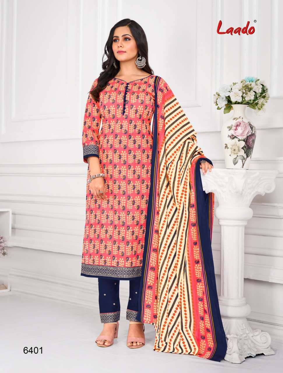 LAADO VOL-64 BY LAADO 6401 TO 6420 SERIES BEAUTIFUL SUITS COLORFUL STYLISH FANCY CASUAL WEAR & ETHNIC WEAR PURE COTTON DRESSES AT WHOLESALE PRICE