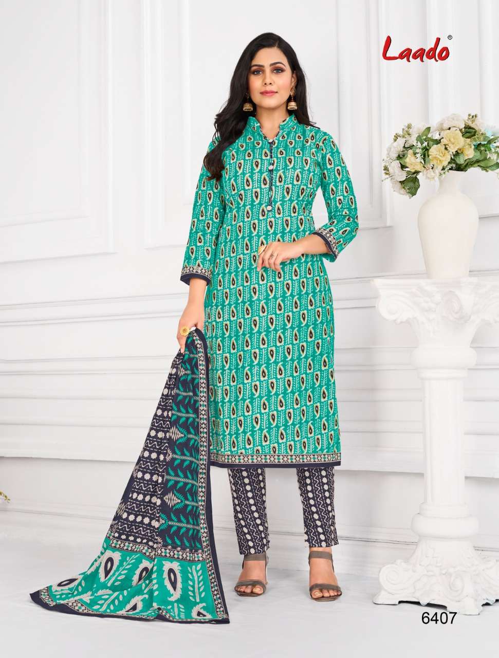 LAADO VOL-64 BY LAADO 6401 TO 6420 SERIES BEAUTIFUL SUITS COLORFUL STYLISH FANCY CASUAL WEAR & ETHNIC WEAR PURE COTTON DRESSES AT WHOLESALE PRICE