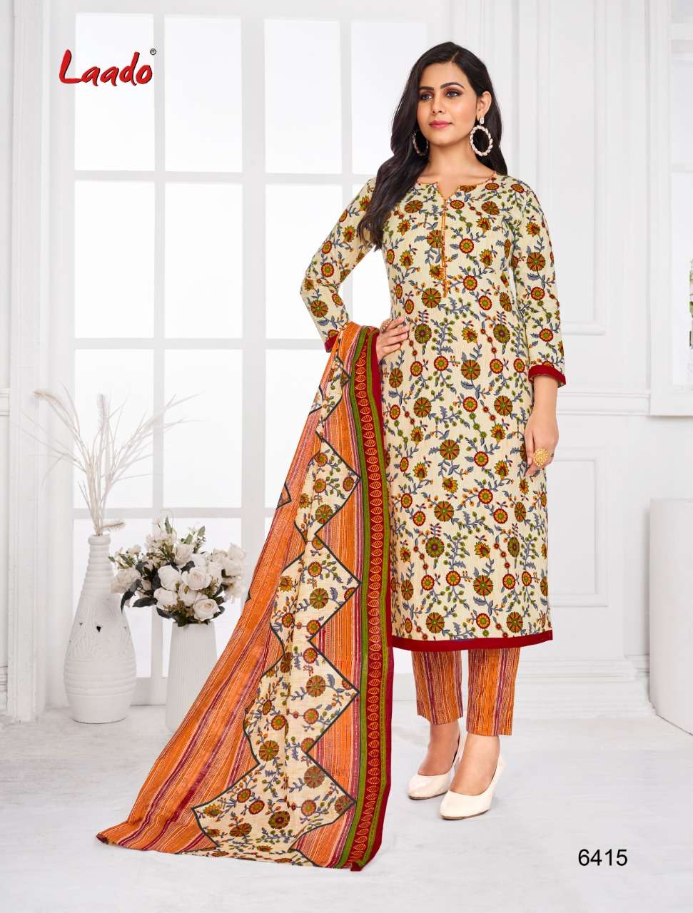 LAADO VOL-64 BY LAADO 6401 TO 6420 SERIES BEAUTIFUL SUITS COLORFUL STYLISH FANCY CASUAL WEAR & ETHNIC WEAR PURE COTTON DRESSES AT WHOLESALE PRICE