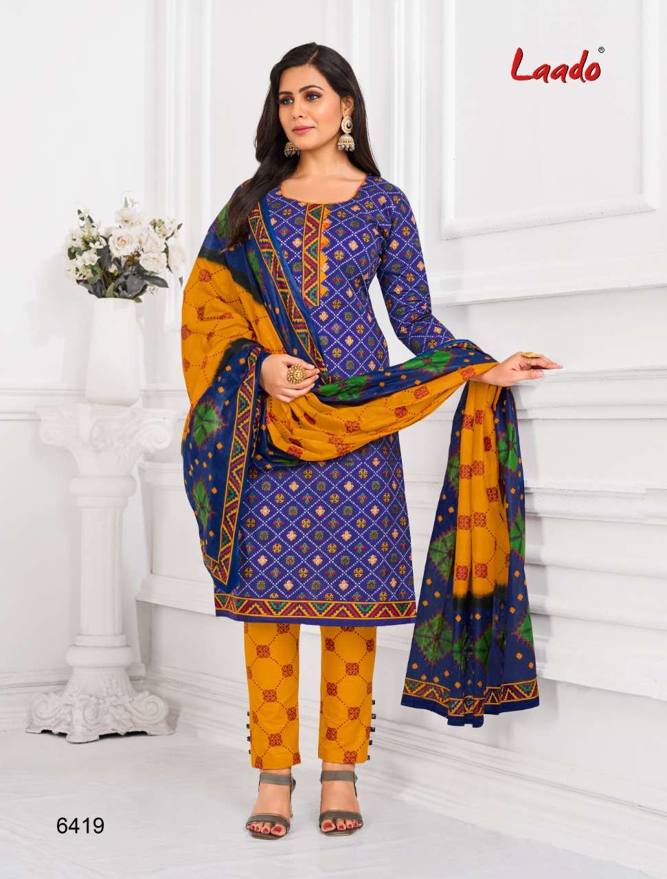LAADO VOL-64 BY LAADO 6401 TO 6420 SERIES BEAUTIFUL SUITS COLORFUL STYLISH FANCY CASUAL WEAR & ETHNIC WEAR PURE COTTON DRESSES AT WHOLESALE PRICE