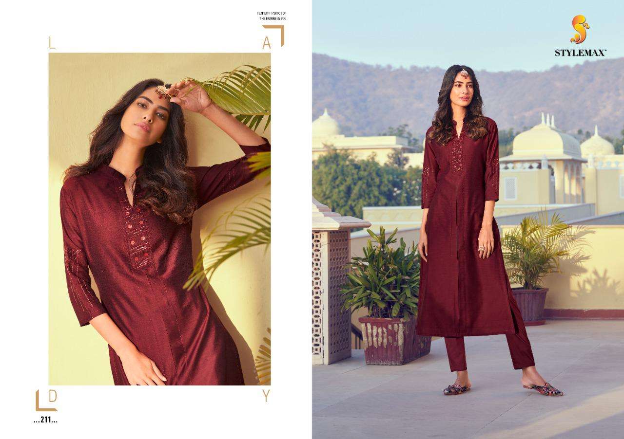 KAIRA VOL-2 BY STYLEMAX 211 TO 221 SERIES DESIGNER STYLISH FANCY COLORFUL BEAUTIFUL PARTY WEAR & ETHNIC WEAR COLLECTION FANCY KURTIS WITH BOTTOM AT WHOLESALE PRICE