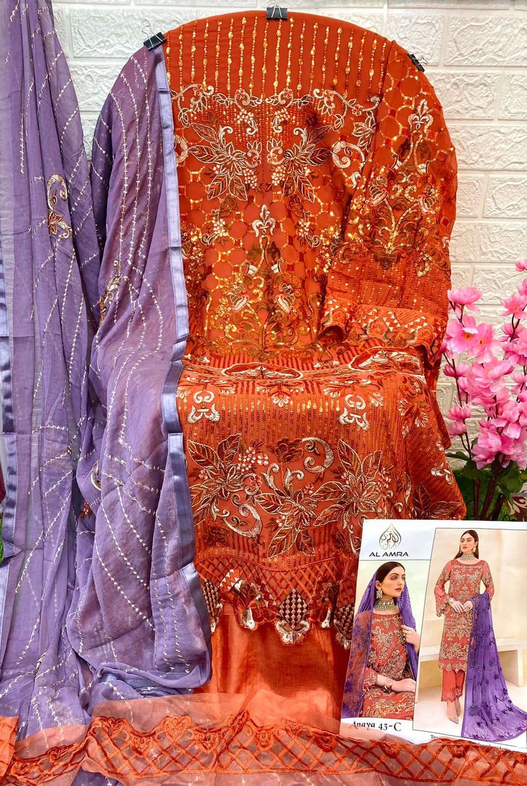 ANAYA 43 COLOURS BY AL AMRA 43-B TO 43-C SERIES PAKISTANI SUITS BEAUTIFUL FANCY COLORFUL STYLISH PARTY WEAR & OCCASIONAL WEAR FAUX GEORGETTE WITH EMBROIDERY DRESSES AT WHOLESALE PRICE