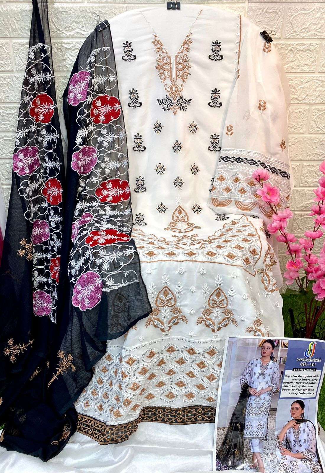 HAZRA HIT DESIGN 36 BY HAZRA DESIGNER BEAUTIFUL STYLISH PAKISATNI SUITS FANCY COLORFUL CASUAL WEAR & ETHNIC WEAR & READY TO WEAR FAUX GEORGETTE EMBROIDERY DRESSES AT WHOLESALE PRICE
