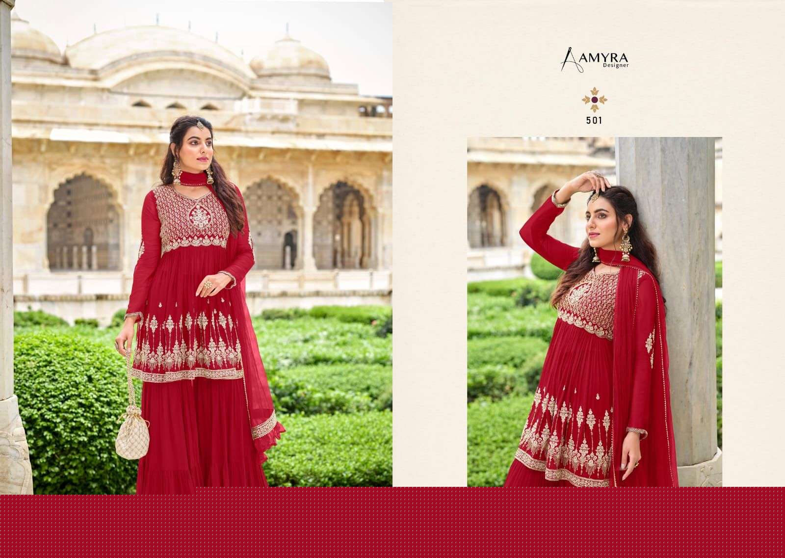 Florence By Amyra Designer 501 To 504 Series Beautiful Sharara Suits Stylish Fancy Colorful Casual Wear & Ethnic Wear Georgette Embroidery Dresses At Wholesale Price