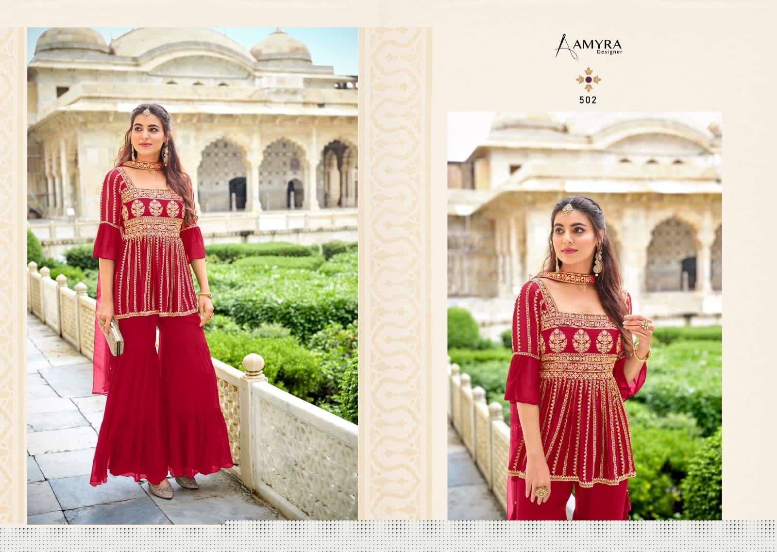 Florence By Amyra Designer 501 To 504 Series Beautiful Sharara Suits Stylish Fancy Colorful Casual Wear & Ethnic Wear Georgette Embroidery Dresses At Wholesale Price
