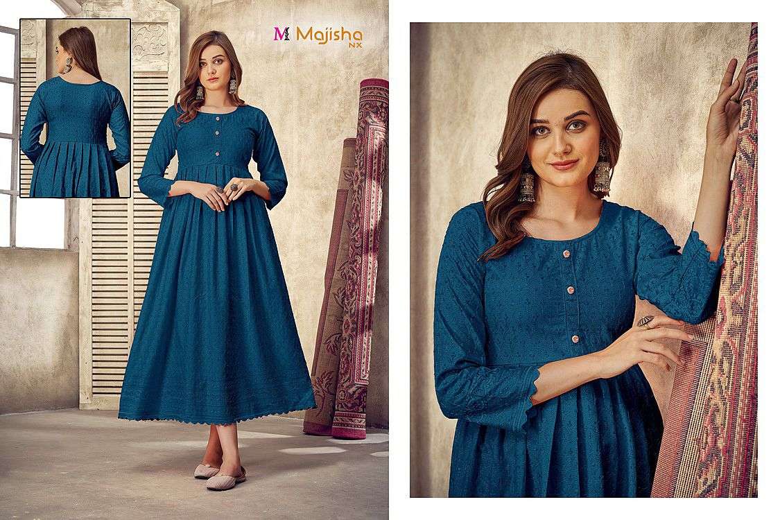 COLLEGE GIRL BY MAJISHA NX 01 TO 15 SERIES BEAUTIFUL STYLISH FANCY COLORFUL CASUAL WEAR & ETHNIC WEAR HEAVY RAYON GOWNS AT WHOLESALE PRICE