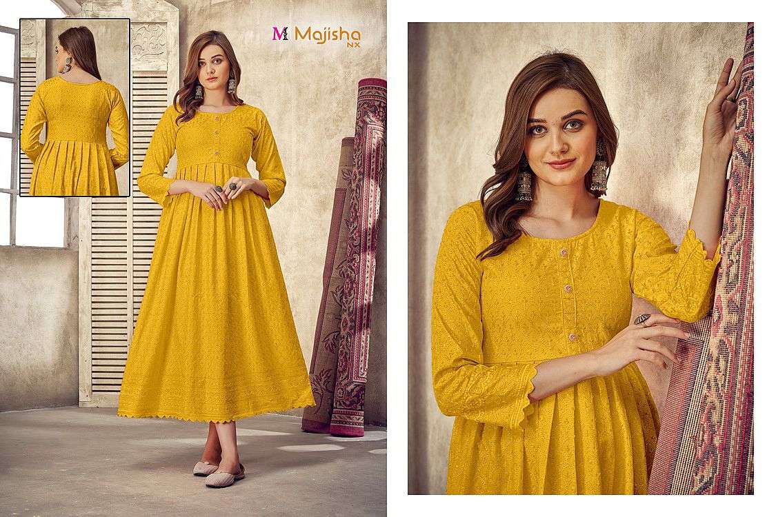 COLLEGE GIRL BY MAJISHA NX 01 TO 15 SERIES BEAUTIFUL STYLISH FANCY COLORFUL CASUAL WEAR & ETHNIC WEAR HEAVY RAYON GOWNS AT WHOLESALE PRICE