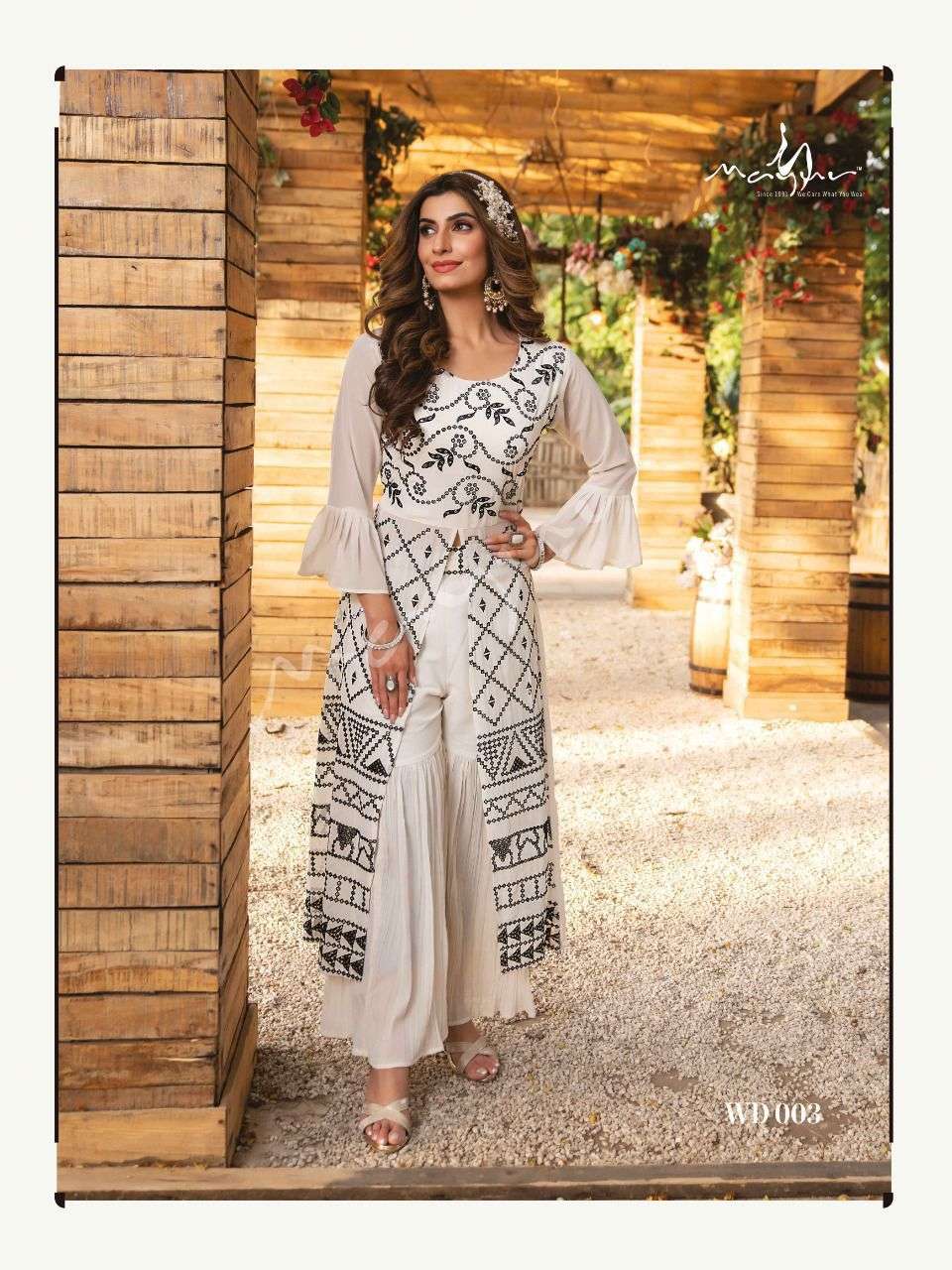 WEDDING DHAMAL BY MAYUR 001 TO 004 SERIES BEAUTIFUL STYLISH FANCY COLORFUL CASUAL WEAR & ETHNIC WEAR GEORGETTE TOPS WITH BOTTOM AT WHOLESALE PRICE