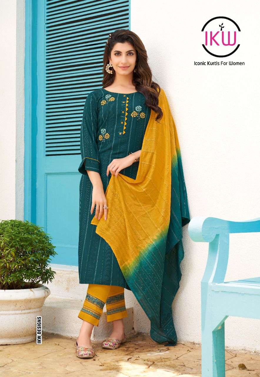 HAZEL BY IKW 001 TO 008 SERIES BEAUTIFUL SUITS COLORFUL STYLISH FANCY CASUAL WEAR & ETHNIC WEAR VISCOSE DRESSES AT WHOLESALE PRICE