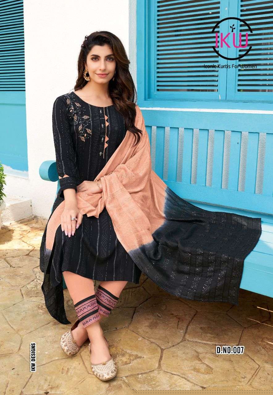 HAZEL BY IKW 001 TO 008 SERIES BEAUTIFUL SUITS COLORFUL STYLISH FANCY CASUAL WEAR & ETHNIC WEAR VISCOSE DRESSES AT WHOLESALE PRICE