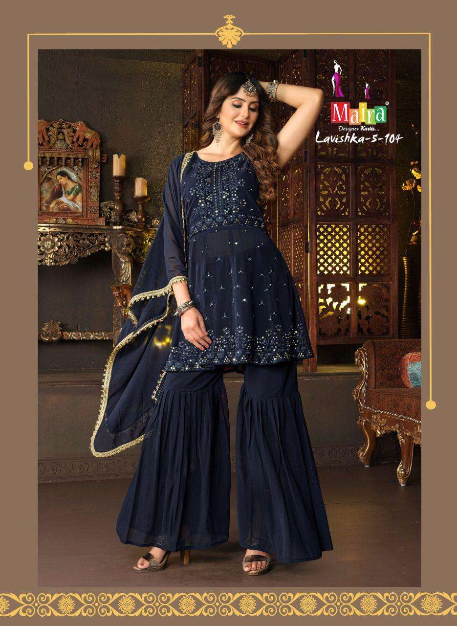 LAVISHKA VOL-5 BY MAIRA 101 TO 108 SERIES BEAUTIFUL SHARARA SUITS COLORFUL STYLISH FANCY CASUAL WEAR & ETHNIC WEAR GEORGETTE DRESSES AT WHOLESALE PRICE