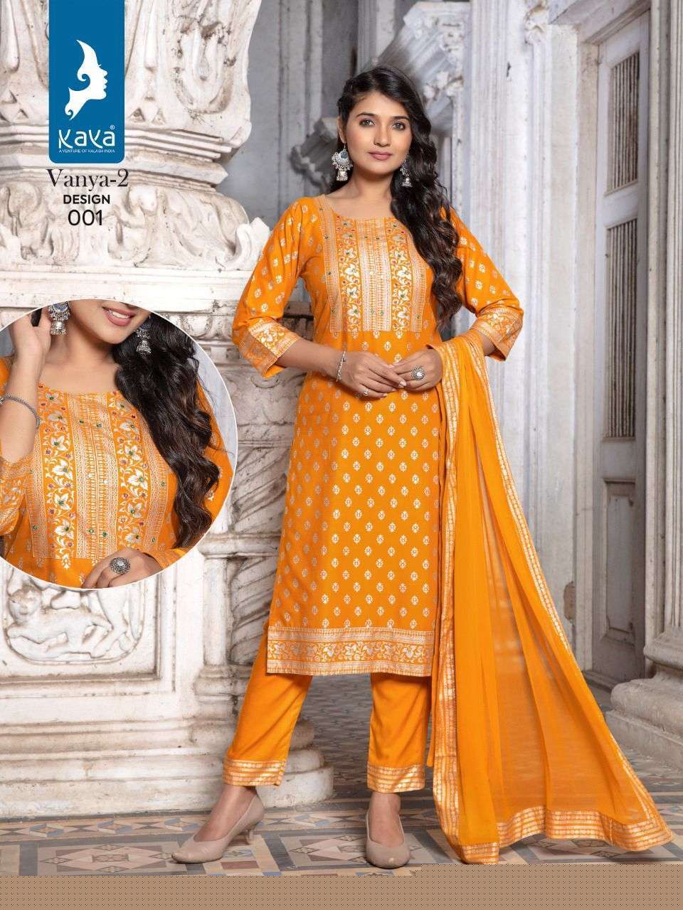 VANYA VOL-2 BY KAYA 001 TO 006 SERIES BEAUTIFUL SUITS COLORFUL STYLISH FANCY CASUAL WEAR & ETHNIC WEAR RAYON DRESSES AT WHOLESALE PRICE