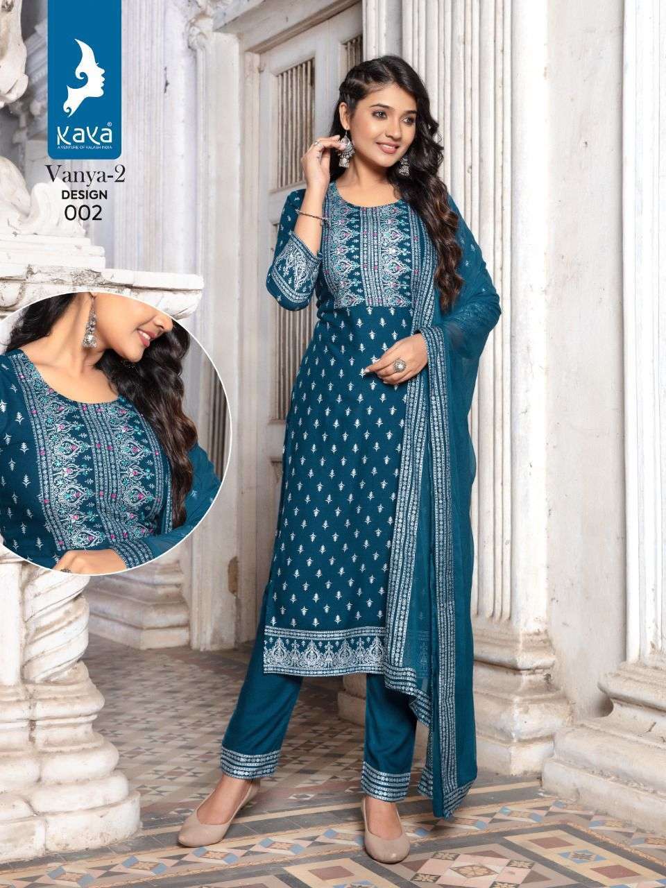 VANYA VOL-2 BY KAYA 001 TO 006 SERIES BEAUTIFUL SUITS COLORFUL STYLISH FANCY CASUAL WEAR & ETHNIC WEAR RAYON DRESSES AT WHOLESALE PRICE