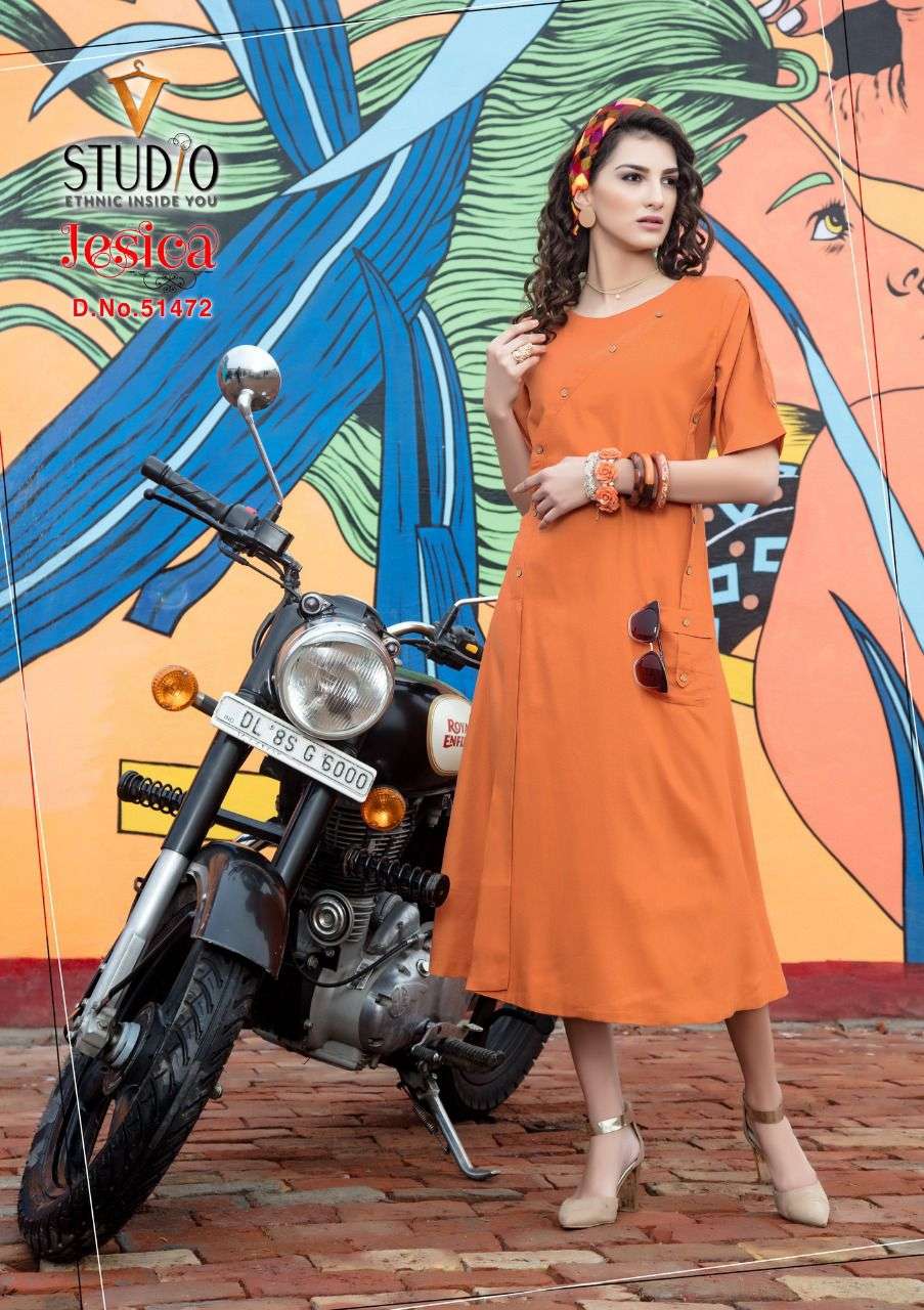 JESSICA BY V STUDIO 51471 TO 51478 SERIES DESIGNER STYLISH FANCY COLORFUL BEAUTIFUL PARTY WEAR & ETHNIC WEAR COLLECTION PURE COTTON KURTIS AT WHOLESALE PRICE