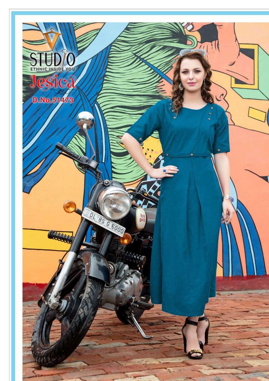JESSICA BY V STUDIO 51471 TO 51478 SERIES DESIGNER STYLISH FANCY COLORFUL BEAUTIFUL PARTY WEAR & ETHNIC WEAR COLLECTION PURE COTTON KURTIS AT WHOLESALE PRICE