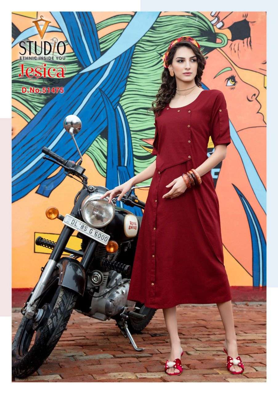 JESSICA BY V STUDIO 51471 TO 51478 SERIES DESIGNER STYLISH FANCY COLORFUL BEAUTIFUL PARTY WEAR & ETHNIC WEAR COLLECTION PURE COTTON KURTIS AT WHOLESALE PRICE