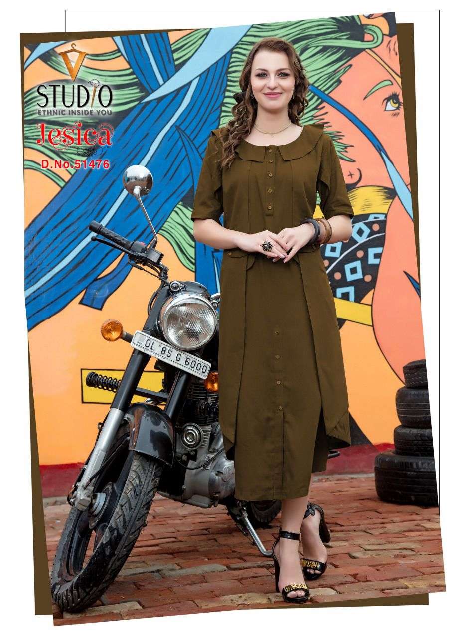JESSICA BY V STUDIO 51471 TO 51478 SERIES DESIGNER STYLISH FANCY COLORFUL BEAUTIFUL PARTY WEAR & ETHNIC WEAR COLLECTION PURE COTTON KURTIS AT WHOLESALE PRICE