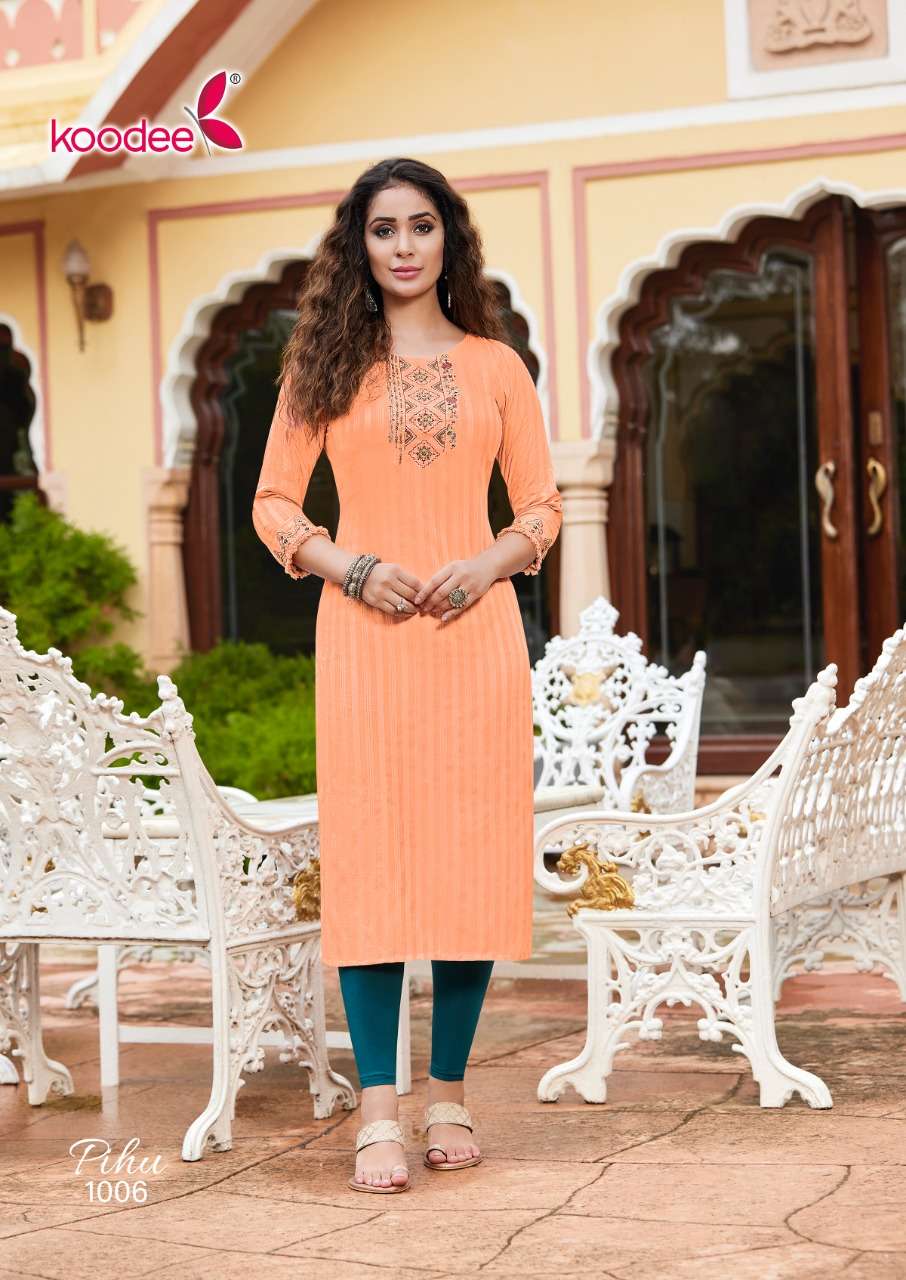 PIHU BY KOODEE 1001 TO 1006 SERIES DESIGNER STYLISH FANCY COLORFUL BEAUTIFUL PARTY WEAR & ETHNIC WEAR COLLECTION VISCOSE GOWNS AT WHOLESALE PRICE