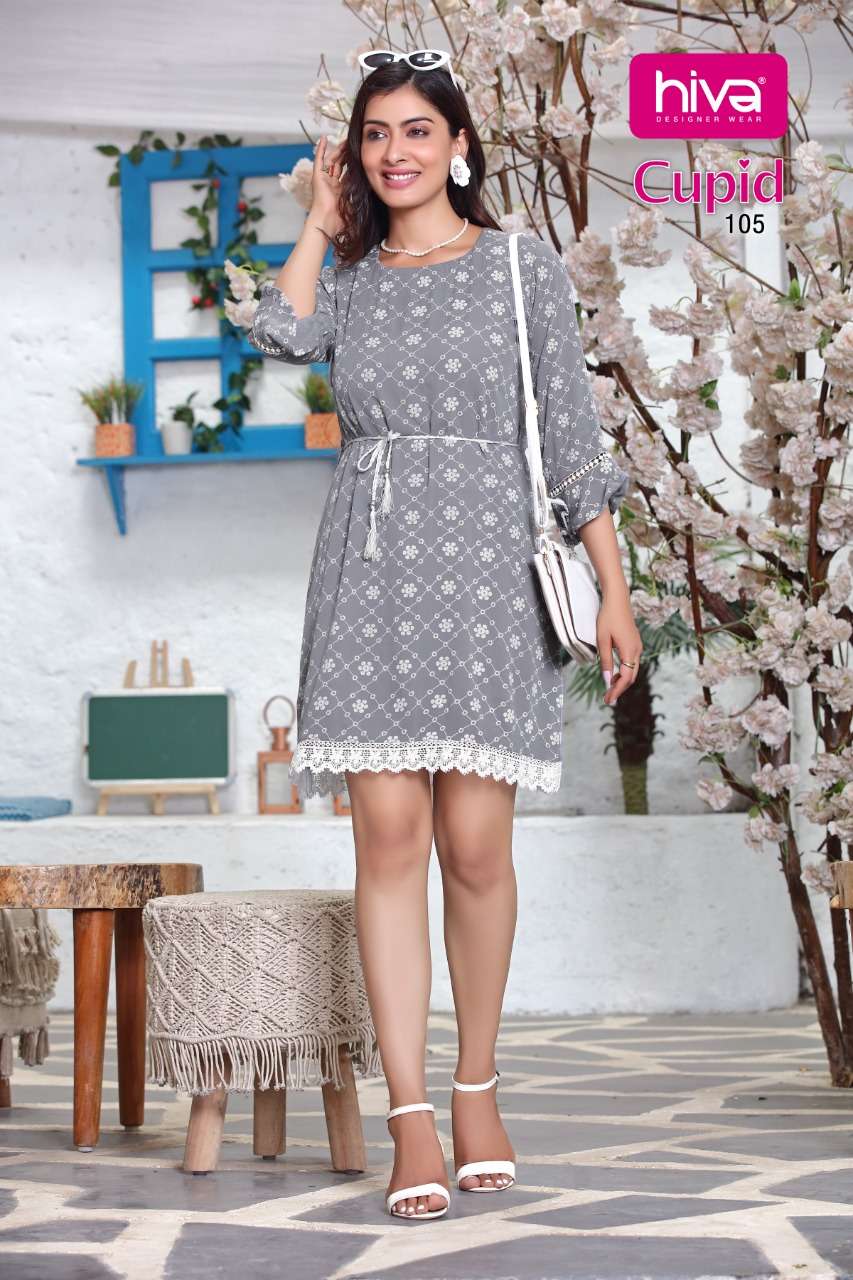 CUPID BY HIVA 101 TO 106 SERIES DESIGNER STYLISH FANCY COLORFUL BEAUTIFUL PARTY WEAR & ETHNIC WEAR COLLECTION RAYON PRINT TOPS AT WHOLESALE PRICE