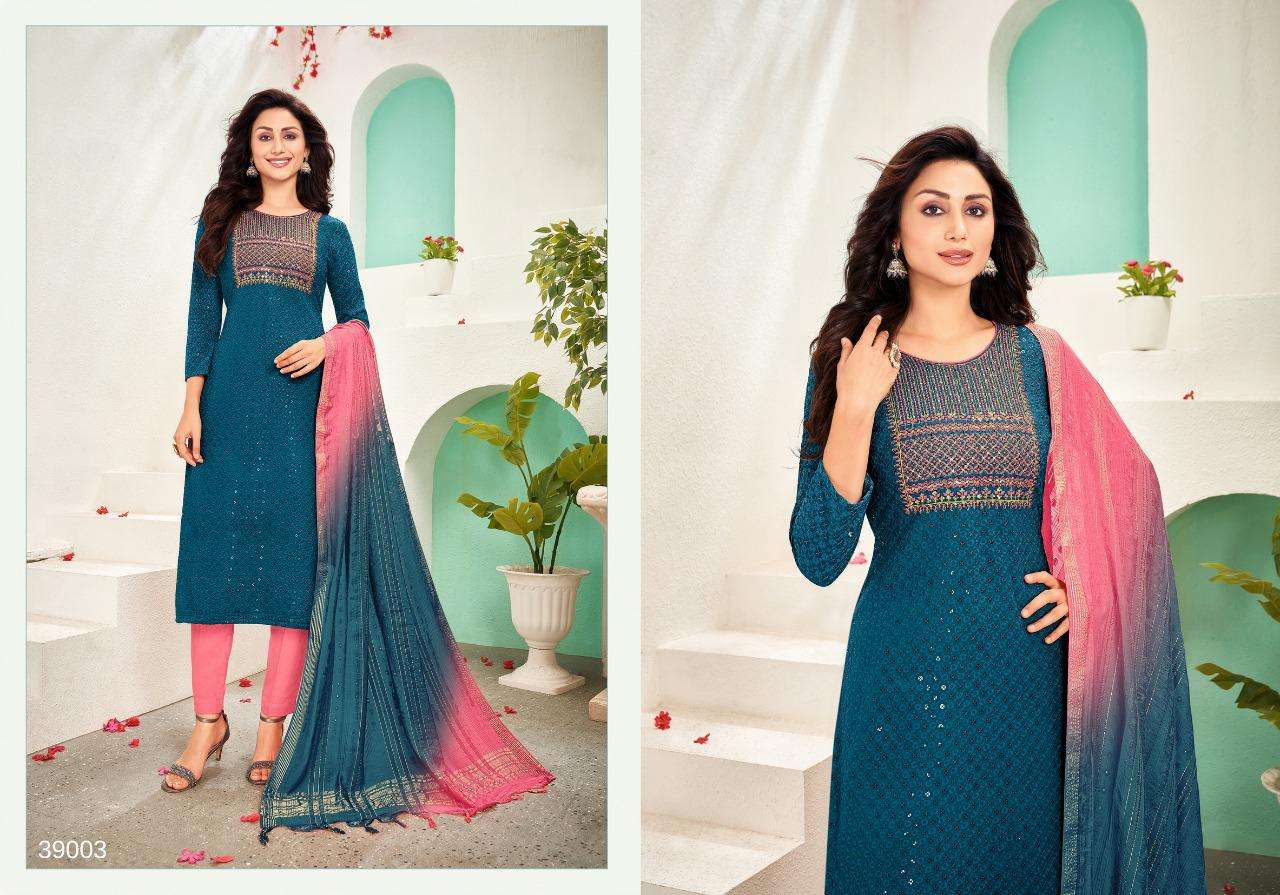POPCORN VOL-2 BY ARTIO 39001 TO 39006 SERIES SUITS BEAUTIFUL FANCY COLORFUL STYLISH PARTY WEAR & OCCASIONAL WEAR RAYON WITH WORK DRESSES AT WHOLESALE PRICE
