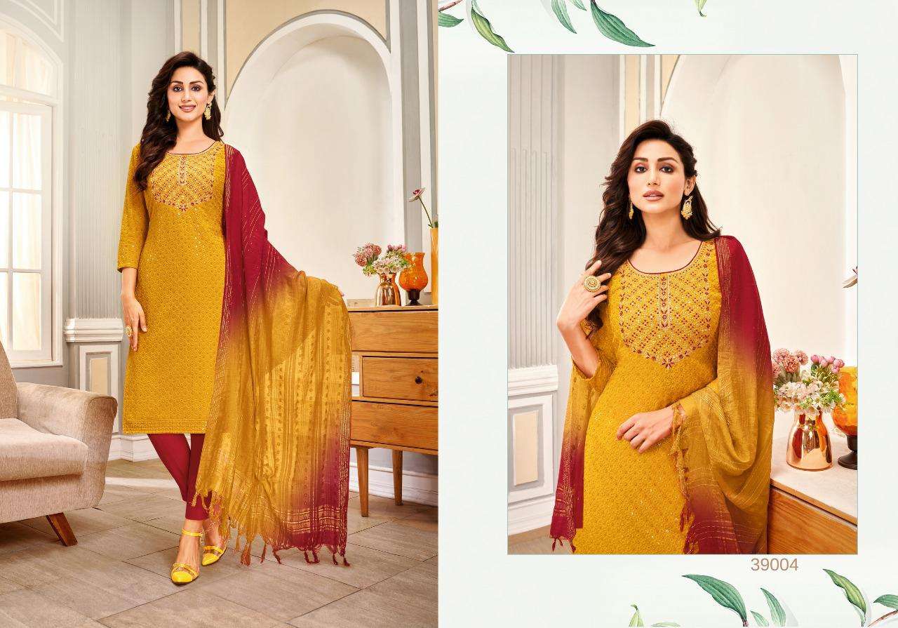 POPCORN VOL-2 BY ARTIO 39001 TO 39006 SERIES SUITS BEAUTIFUL FANCY COLORFUL STYLISH PARTY WEAR & OCCASIONAL WEAR RAYON WITH WORK DRESSES AT WHOLESALE PRICE