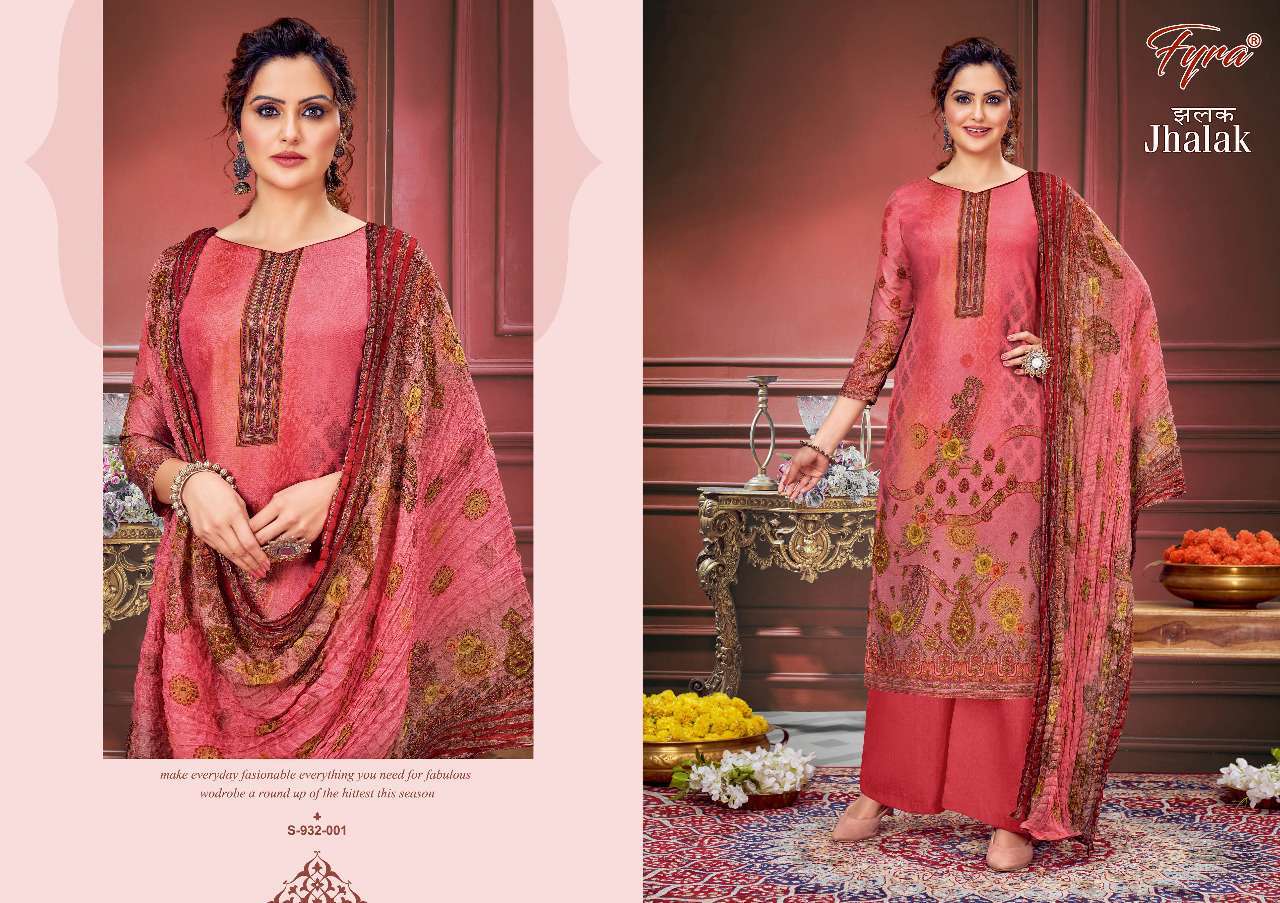 JHALAK BY FYRA 932-001 TO 932-008 SERIES BEAUTIFUL SUITS COLORFUL STYLISH FANCY CASUAL WEAR & ETHNIC WEAR PURE MUSLIN DIGITAL PRINT DRESSES AT WHOLESALE PRICE