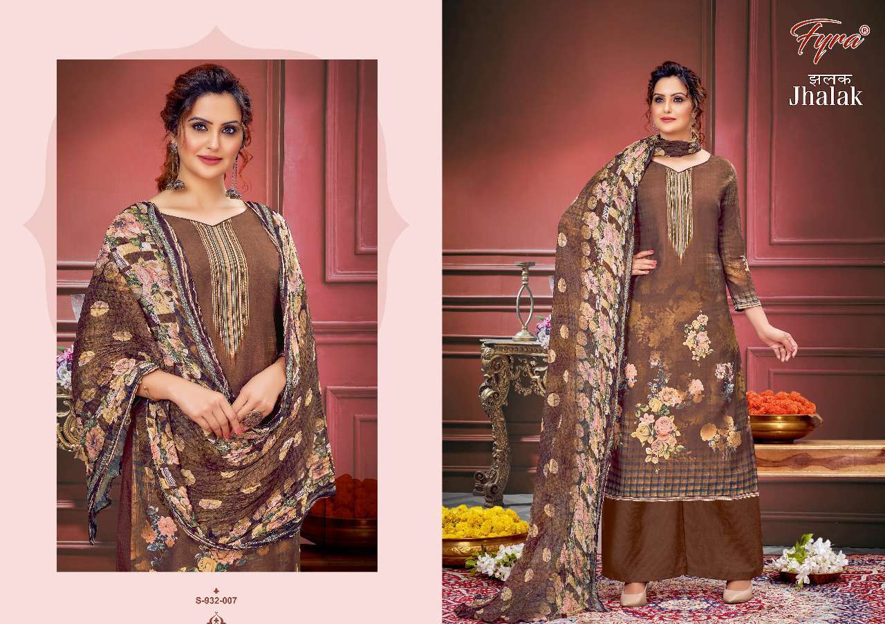 JHALAK BY FYRA 932-001 TO 932-008 SERIES BEAUTIFUL SUITS COLORFUL STYLISH FANCY CASUAL WEAR & ETHNIC WEAR PURE MUSLIN DIGITAL PRINT DRESSES AT WHOLESALE PRICE