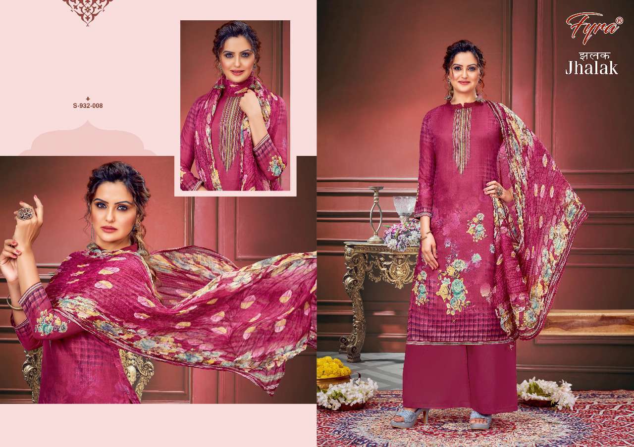 JHALAK BY FYRA 932-001 TO 932-008 SERIES BEAUTIFUL SUITS COLORFUL STYLISH FANCY CASUAL WEAR & ETHNIC WEAR PURE MUSLIN DIGITAL PRINT DRESSES AT WHOLESALE PRICE