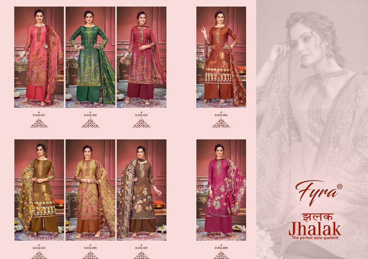 JHALAK BY FYRA 932-001 TO 932-008 SERIES BEAUTIFUL SUITS COLORFUL STYLISH FANCY CASUAL WEAR & ETHNIC WEAR PURE MUSLIN DIGITAL PRINT DRESSES AT WHOLESALE PRICE
