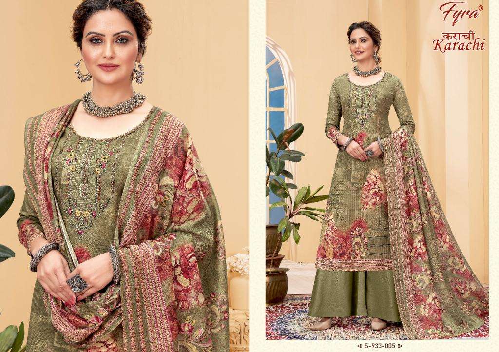 KARACHI BY FYRA 933-001 TO 933-008 SERIES BEAUTIFUL SUITS COLORFUL STYLISH FANCY CASUAL WEAR & ETHNIC WEAR PURE COTTON PRINT DRESSES AT WHOLESALE PRICE