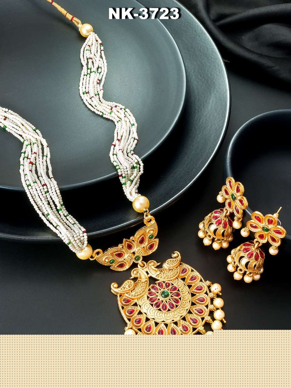 NK-3723 SERIES BY FASHID WHOLESALE 3723 TO 3728 SERIES TRADITIONAL IMITATION JEWELLERY FOR INDIAN ATTIRE AT EXCLUSIVE RANGE.