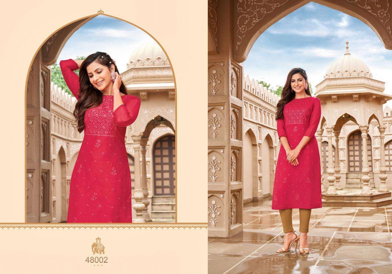 JERSEY VOL-2 BY ARTIO 48001 TO 48010 SERIES DESIGNER STYLISH FANCY COLORFUL BEAUTIFUL PARTY WEAR & ETHNIC WEAR COLLECTION MODAL SILK KURTIS AT WHOLESALE PRICE
